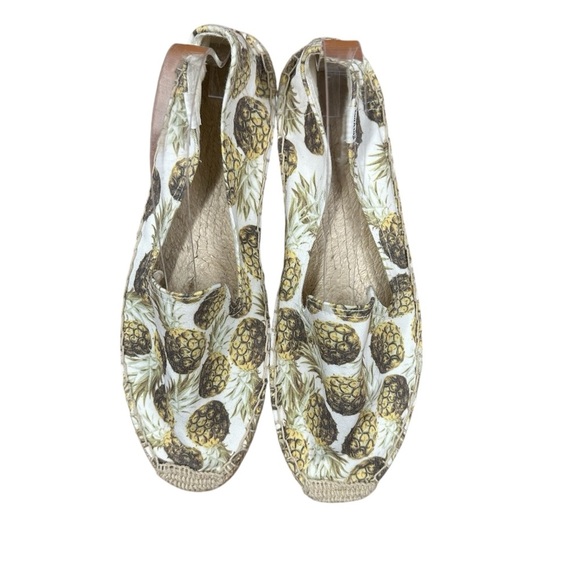 Soludos Pineapple Print Espadrille Flats with fabric upper woven heel 10 - Picture 7 of 11